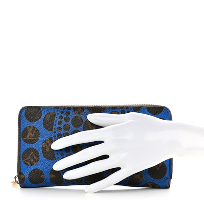 Louis Vuitton Monogram Kusama Pumpkin Dots Zippy Wallet Blue 2 of 9