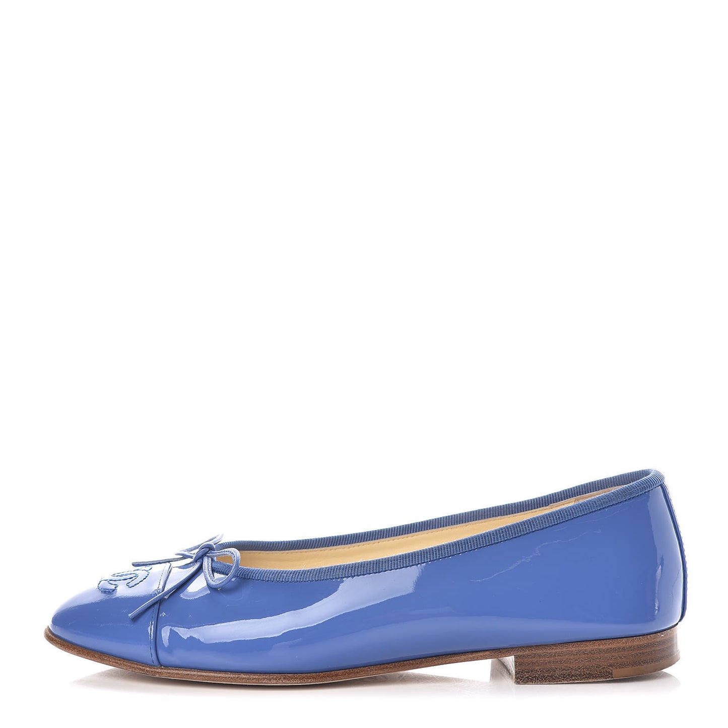 Calfskin Patent CC Cap Toe Ballerina Flats 35.5 Blue