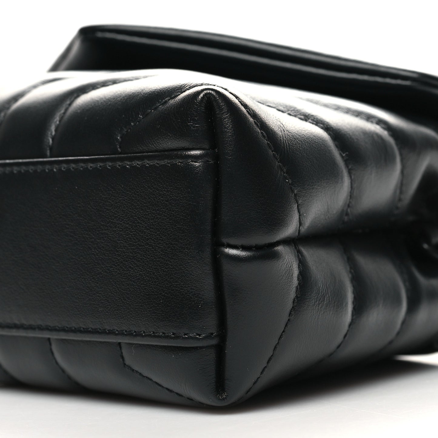 Calfskin Y Quilted Monogram Monochrome Toy Loulou Crossbody Bag Black