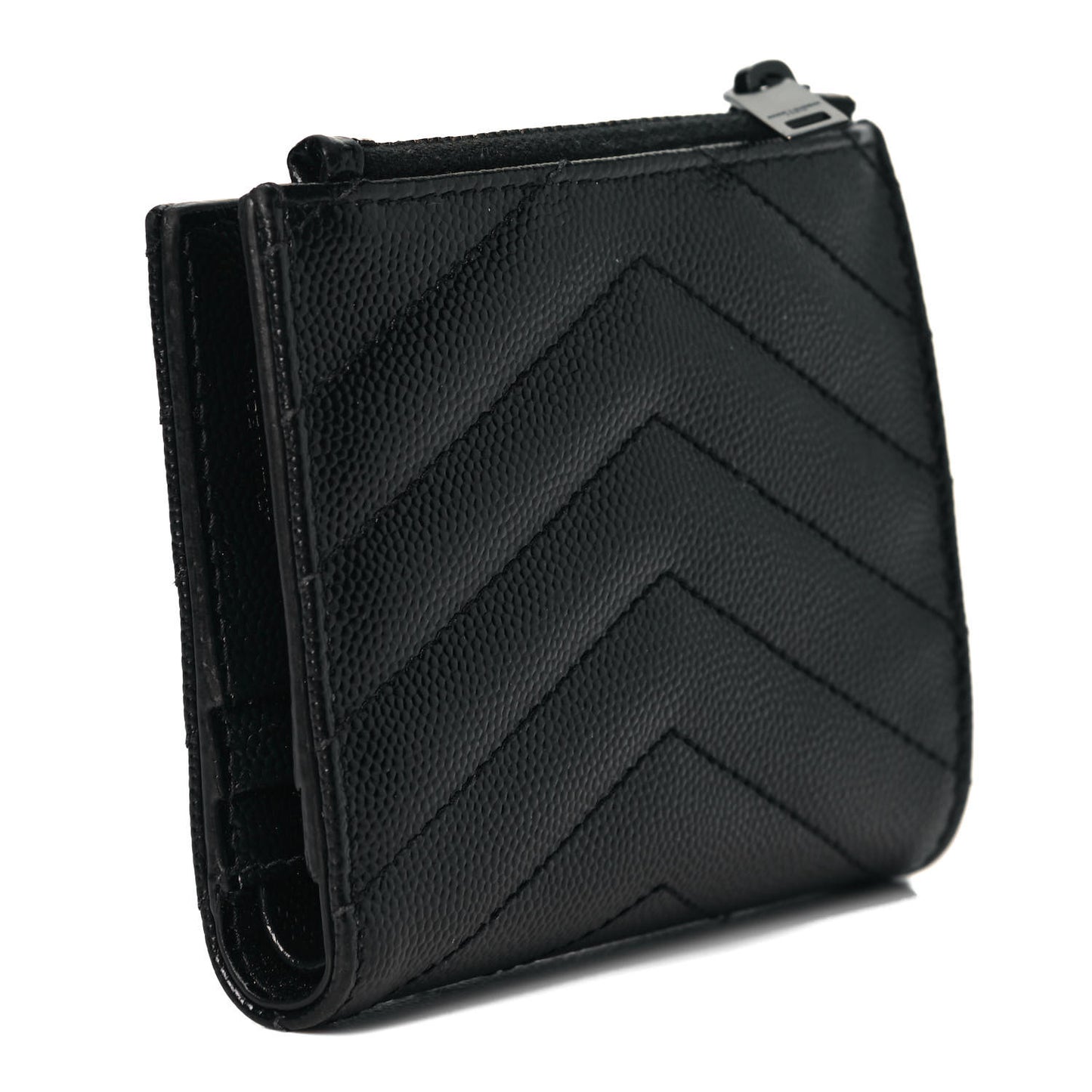 Grain De Poudre Matelasse Chevron Monogram Zipped Card Case Black