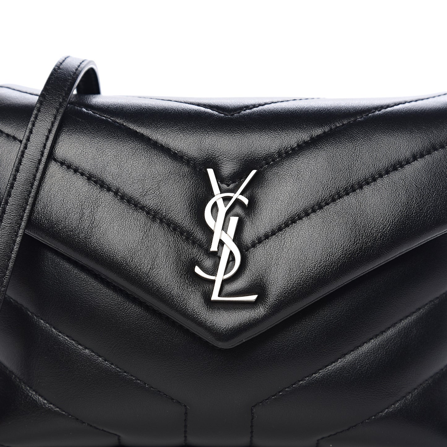 Calfskin Y Quilted Monogram Toy Loulou Crossbody Bag Black