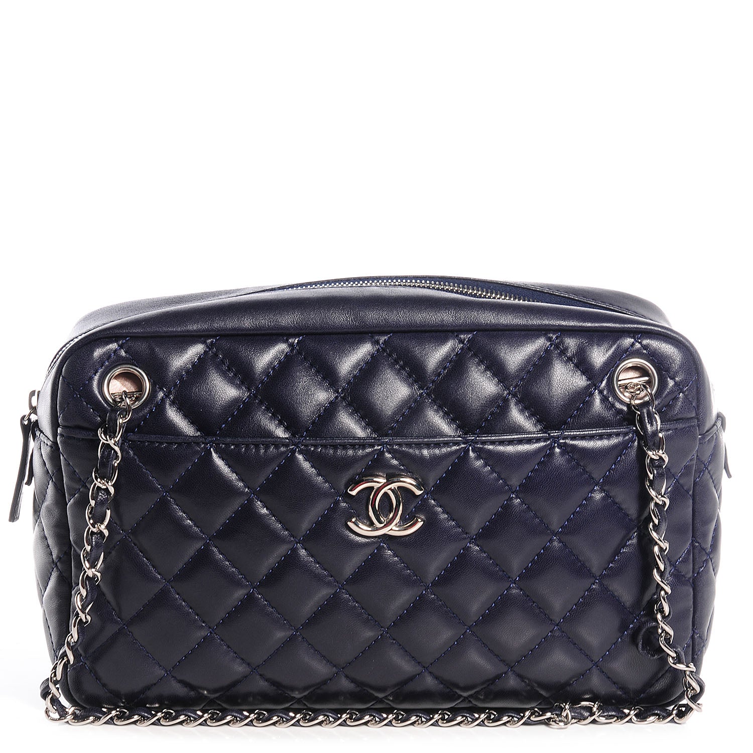 Chanel Lambskin Medium Camera Case Navy 1 of 9