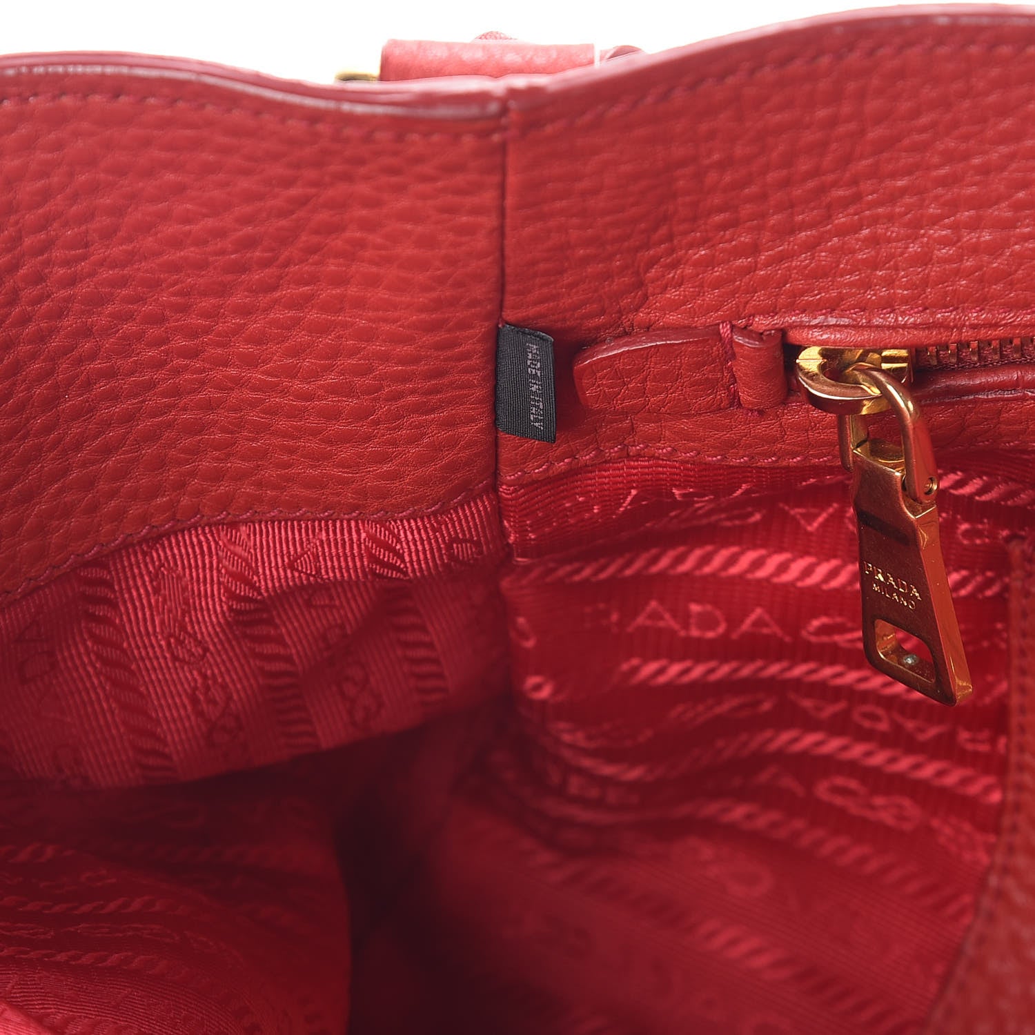 Prada Vitello Daino Side Pocket Tote Rosso 7 of 9