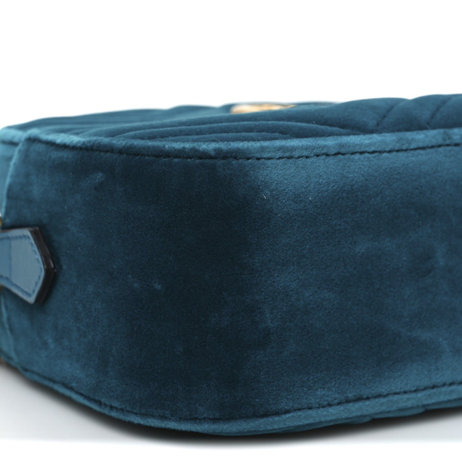 Gucci Velvet Matelasse Small GG Marmont Chain Shoulder Bag Pavone Cyan 9 of 10