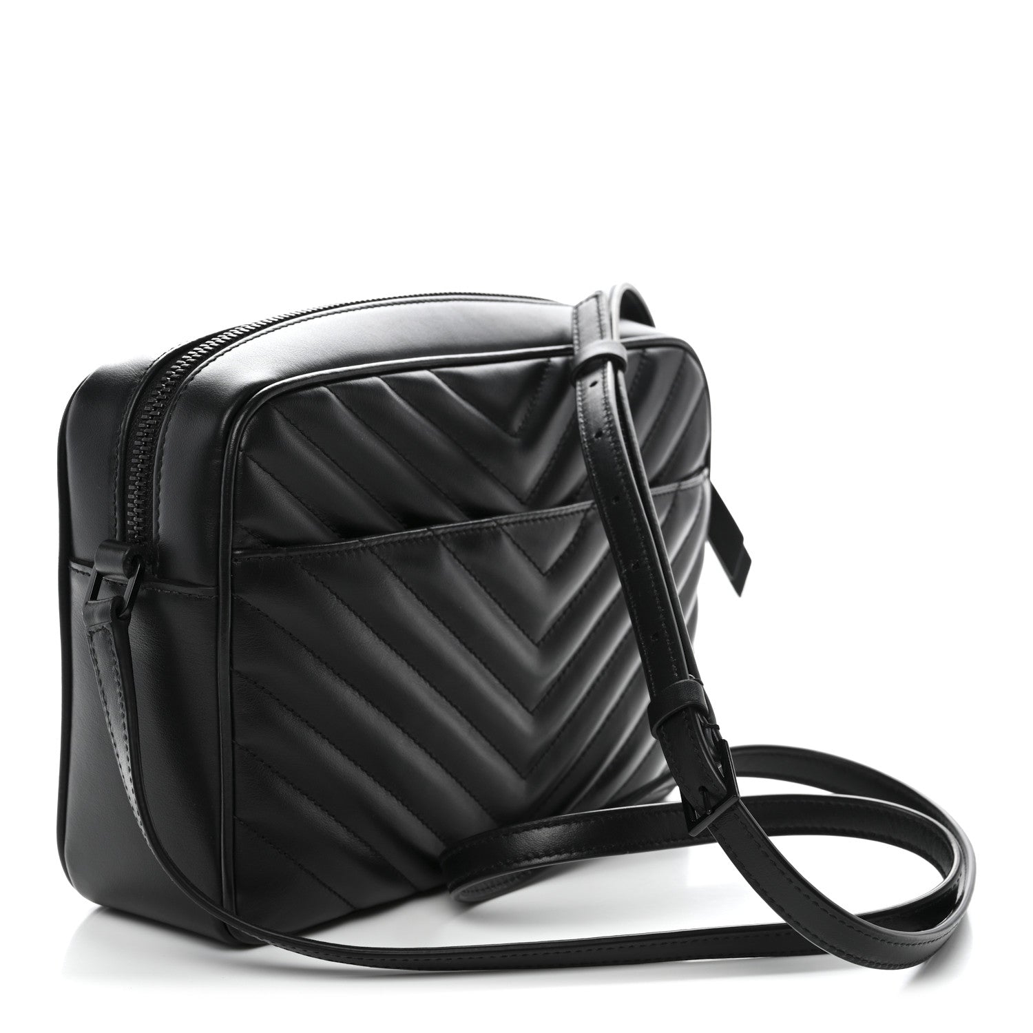 Saint Laurent Calfskin Matelasse Monogram Monochrome Lou Camera Bag Black 3 of 11