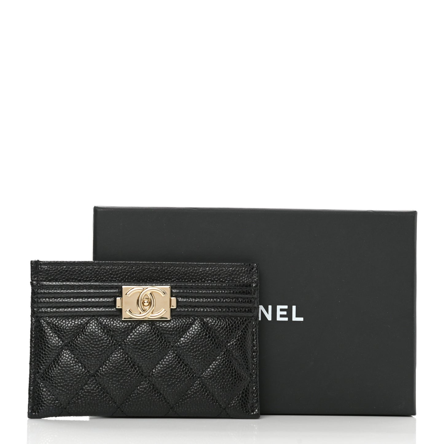 Caviar Quilted Boy Card Holder Black