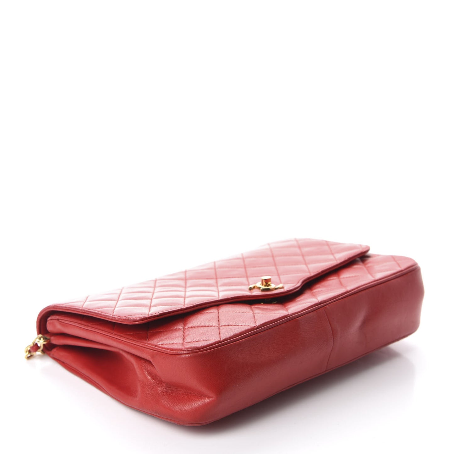 Lambskin Quilted Medium Single Flap Red