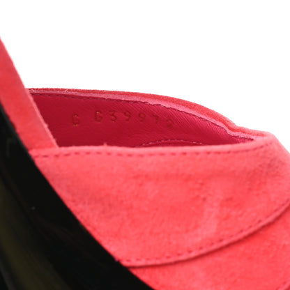 Chanel Suede Kidskin Patent CC Platform Pumps 37 Dark Pink Black 9 of 11