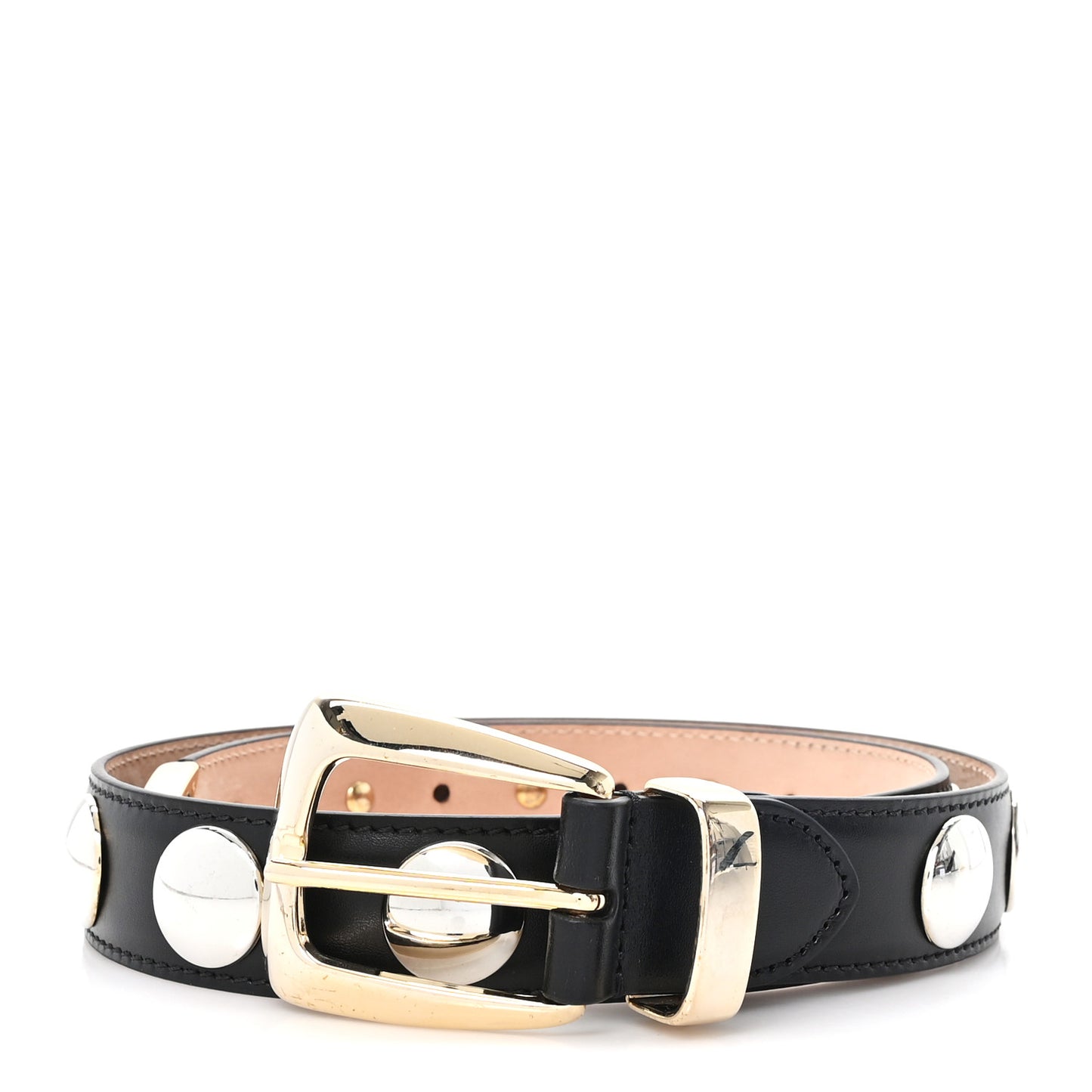 Calfskin Studded Benny Belt 70 28 Black Gold