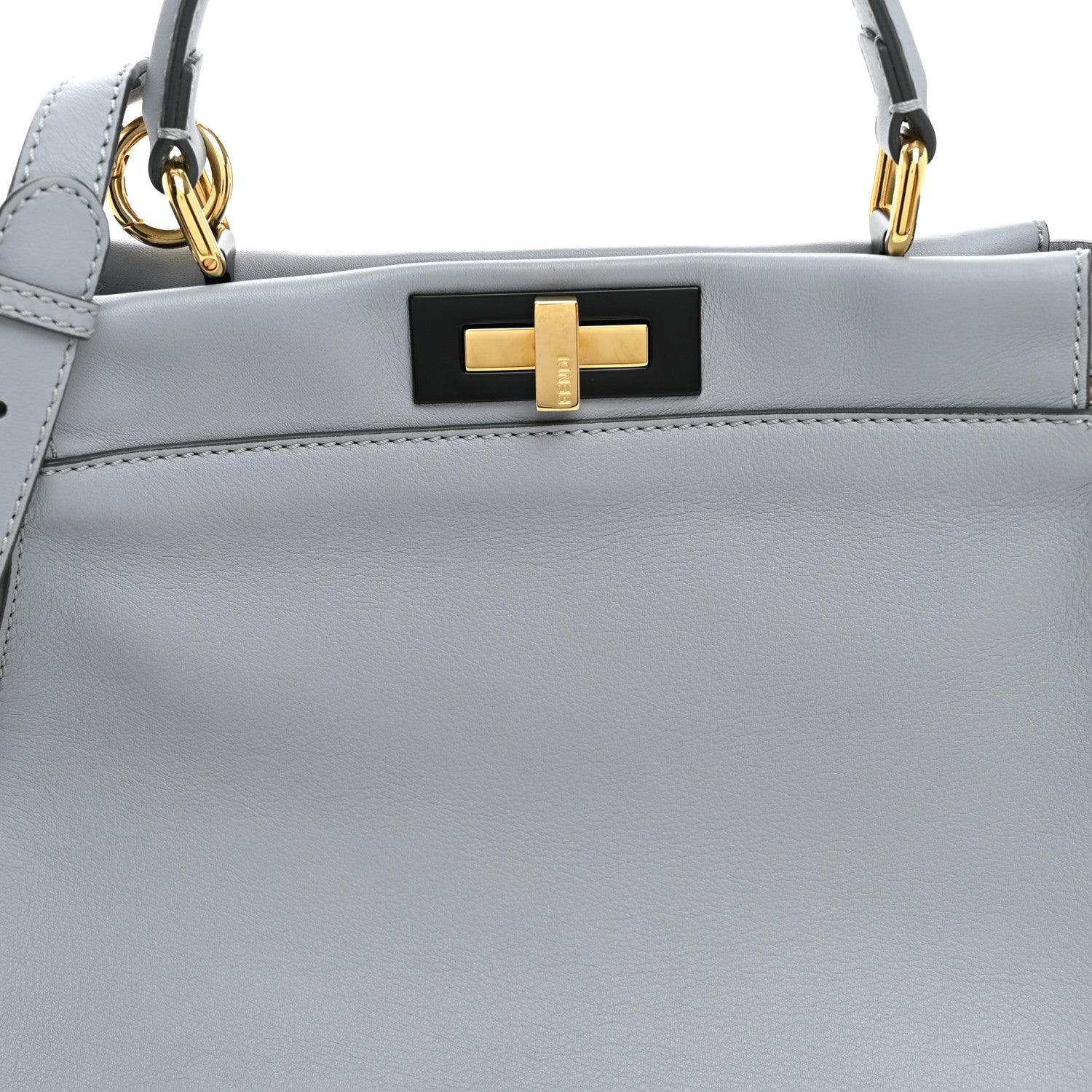 Fendi Vitello Seta Shiny Nappa Medium Peekaboo Iconic Satchel Ardesia Amido 7 of 10