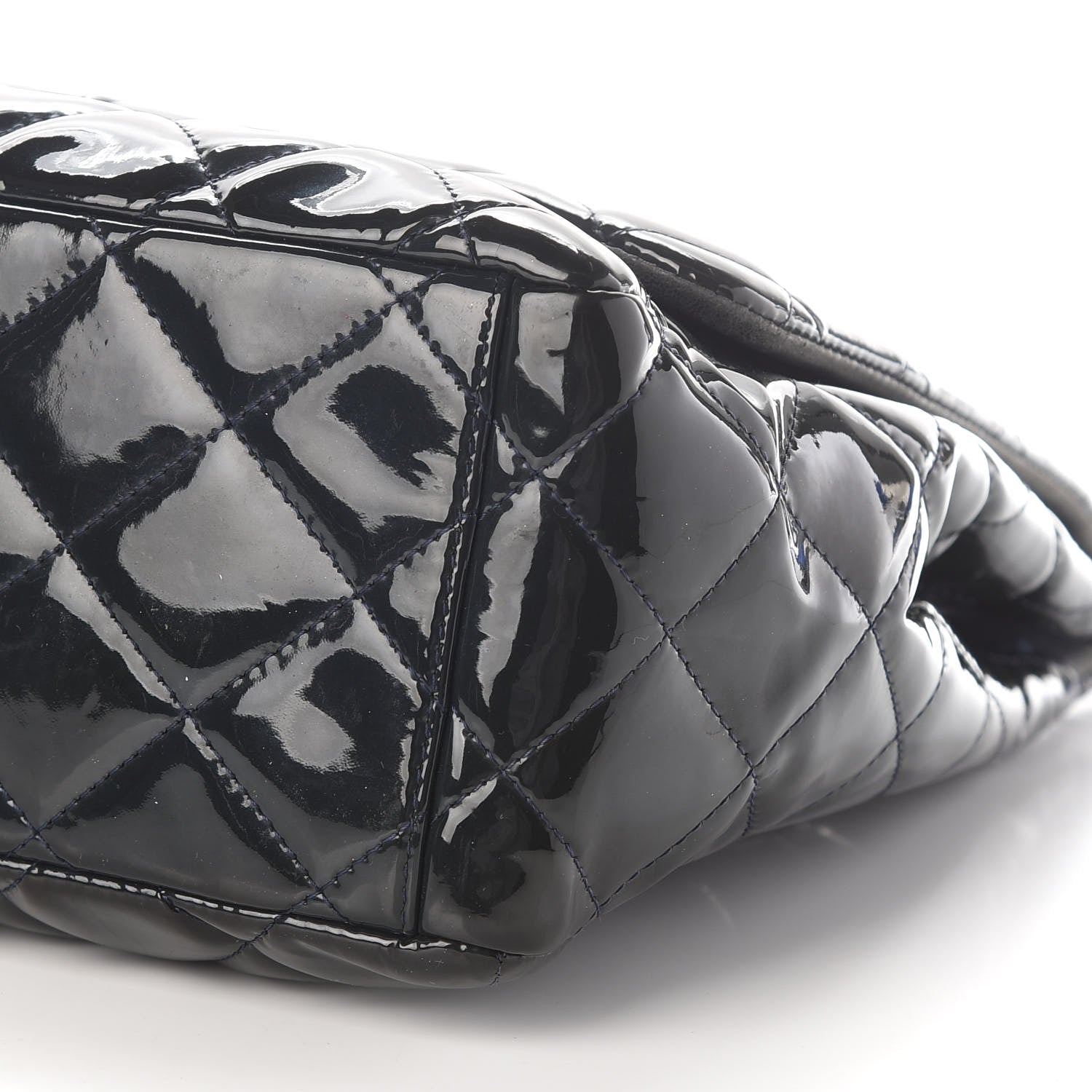 Chanel Patent Quilted Maxi Single Flap Navy Blue 9 of 10