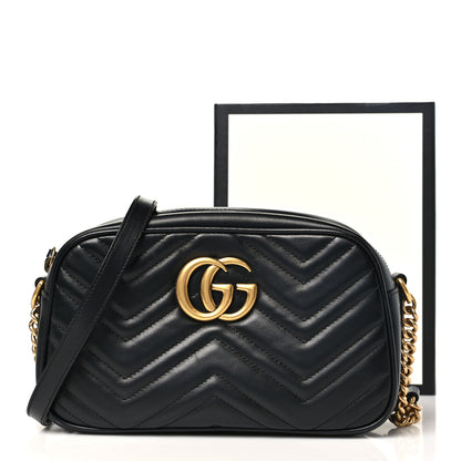 Gucci Calfskin Matelasse Small GG Marmont Chain Shoulder Bag Black 11 of 11