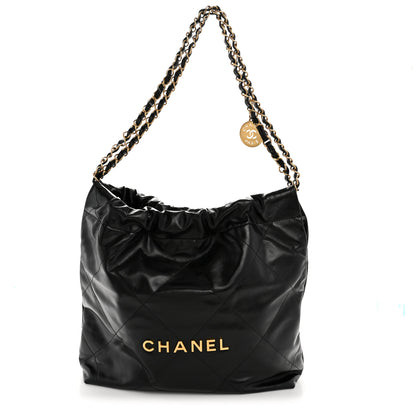 Chanel Shiny Calfskin Quilted Small Chanel 22 Black 1 of 12
