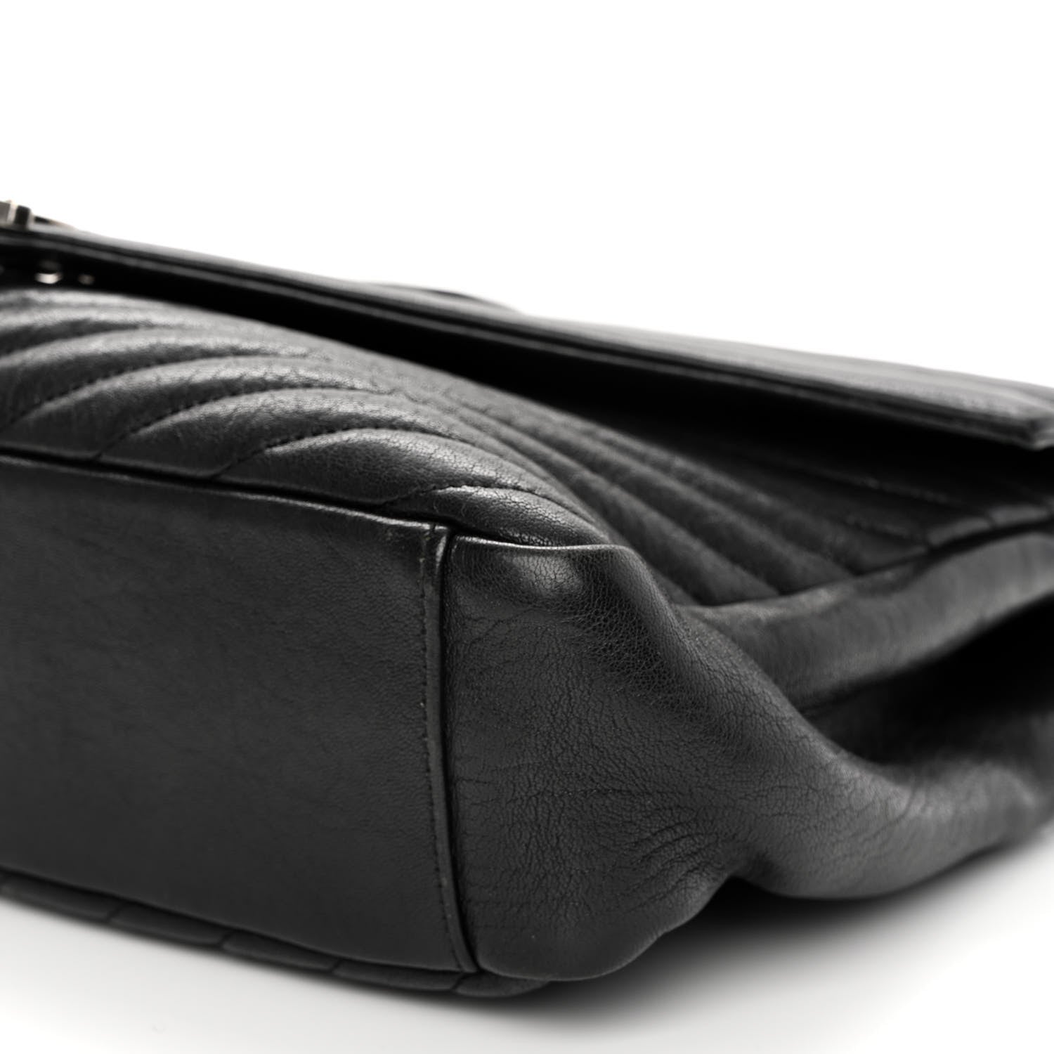 Saint Laurent Sheepskin Matelasse Chevron Monogram Large College Satchel Black 9 of 9