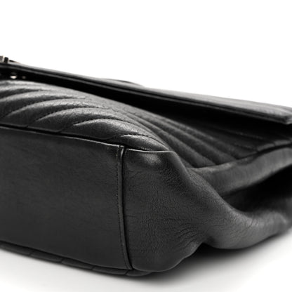 Saint Laurent Sheepskin Matelasse Chevron Monogram Large College Satchel Black 9 of 9
