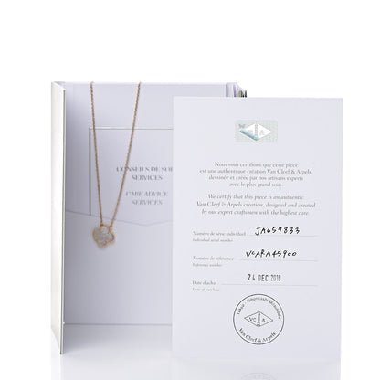 Van Cleef & Arpels 18K Yellow Gold Mother of Pearl Vintage Alhambra Pendant Necklace 8 of 8