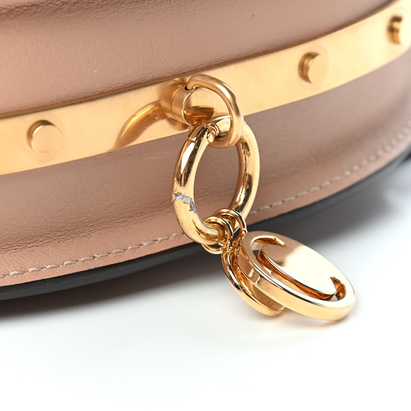 Calfskin Small Nile Bracelet Minaudiere Bag Biscotti Beige
