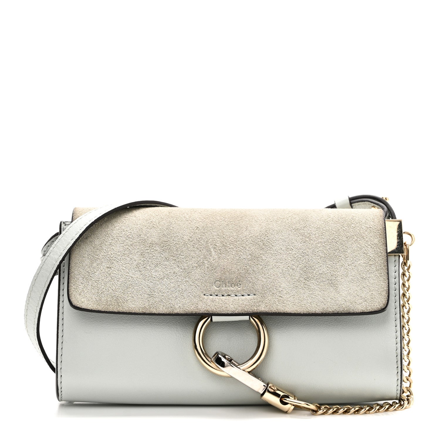 Chloe Suede Calfskin Mini Faye Shoulder Bag Airy Grey 1 of 10