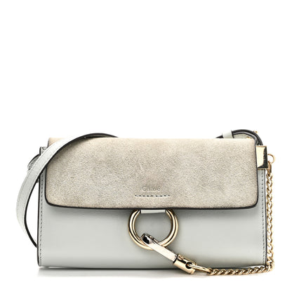 Chloe Suede Calfskin Mini Faye Shoulder Bag Airy Grey 1 of 10