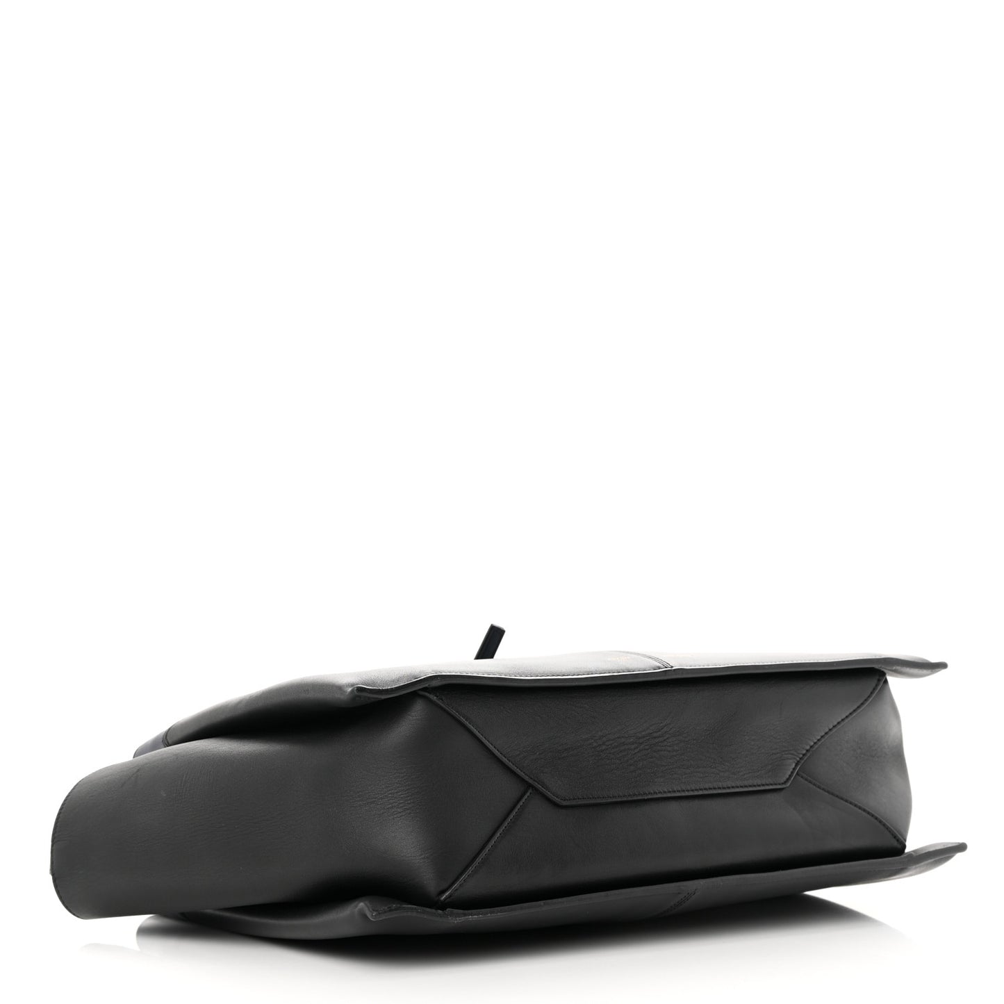 Smooth Calfskin Bi-Color Medium Tri-Fold Bag Black Dark Sea