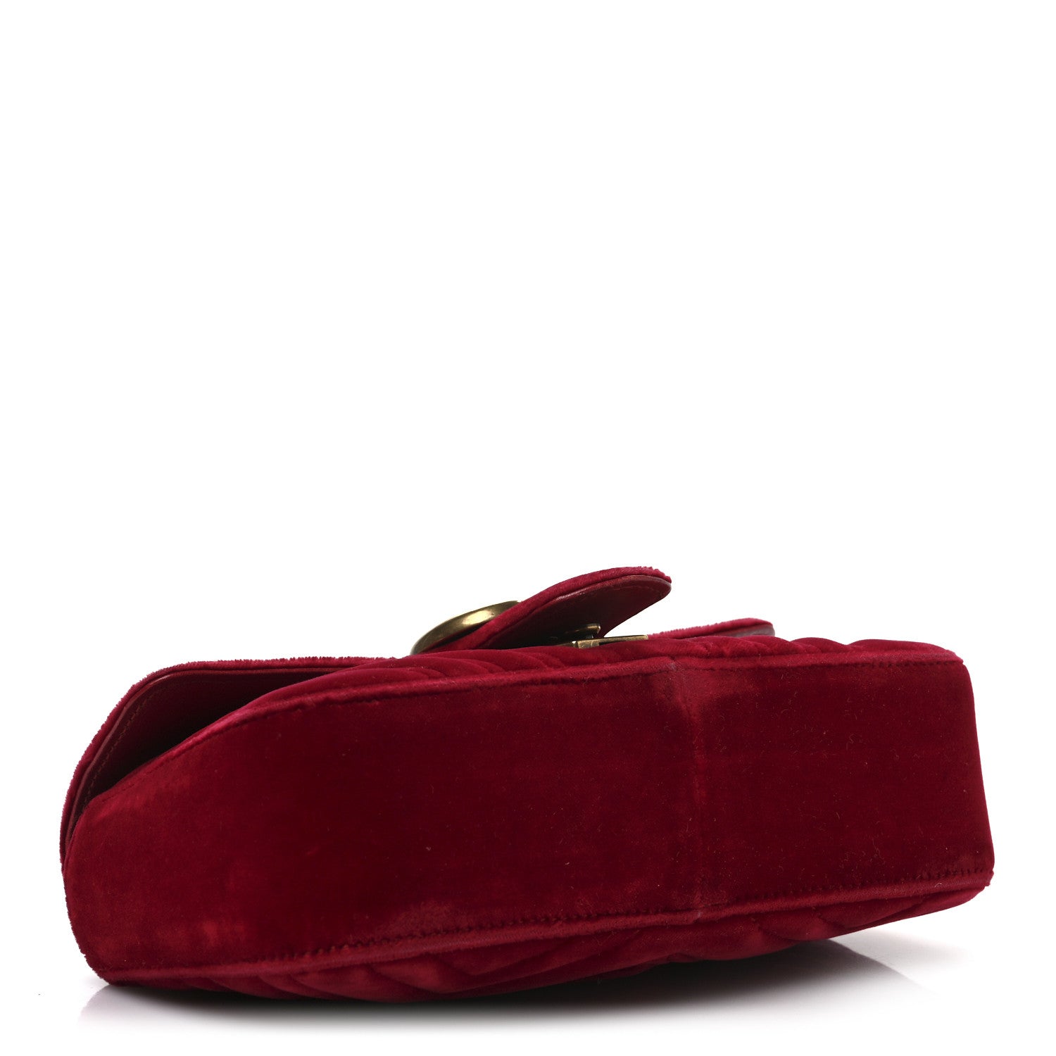 Gucci Velvet Matelasse Mini GG Marmont Shoulder Bag Hibiscus Red 2 of 8