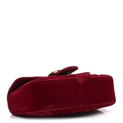 Gucci Velvet Matelasse Mini GG Marmont Shoulder Bag Hibiscus Red 2 of 8