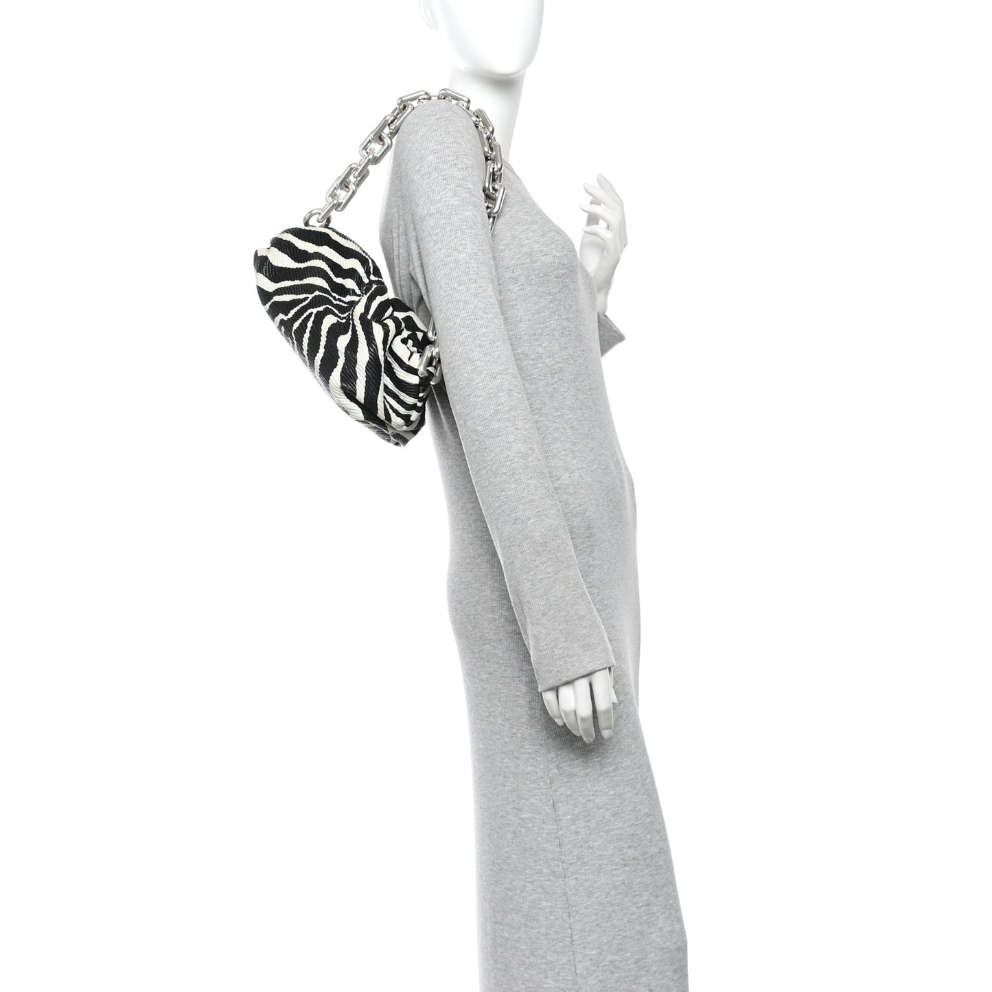 Nappa Zebra Print The Pouch Chain White Black
