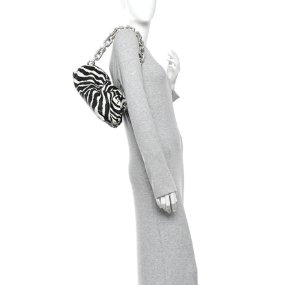 Bottega Veneta Nappa Zebra Print The Pouch Chain White Black 2 of 10