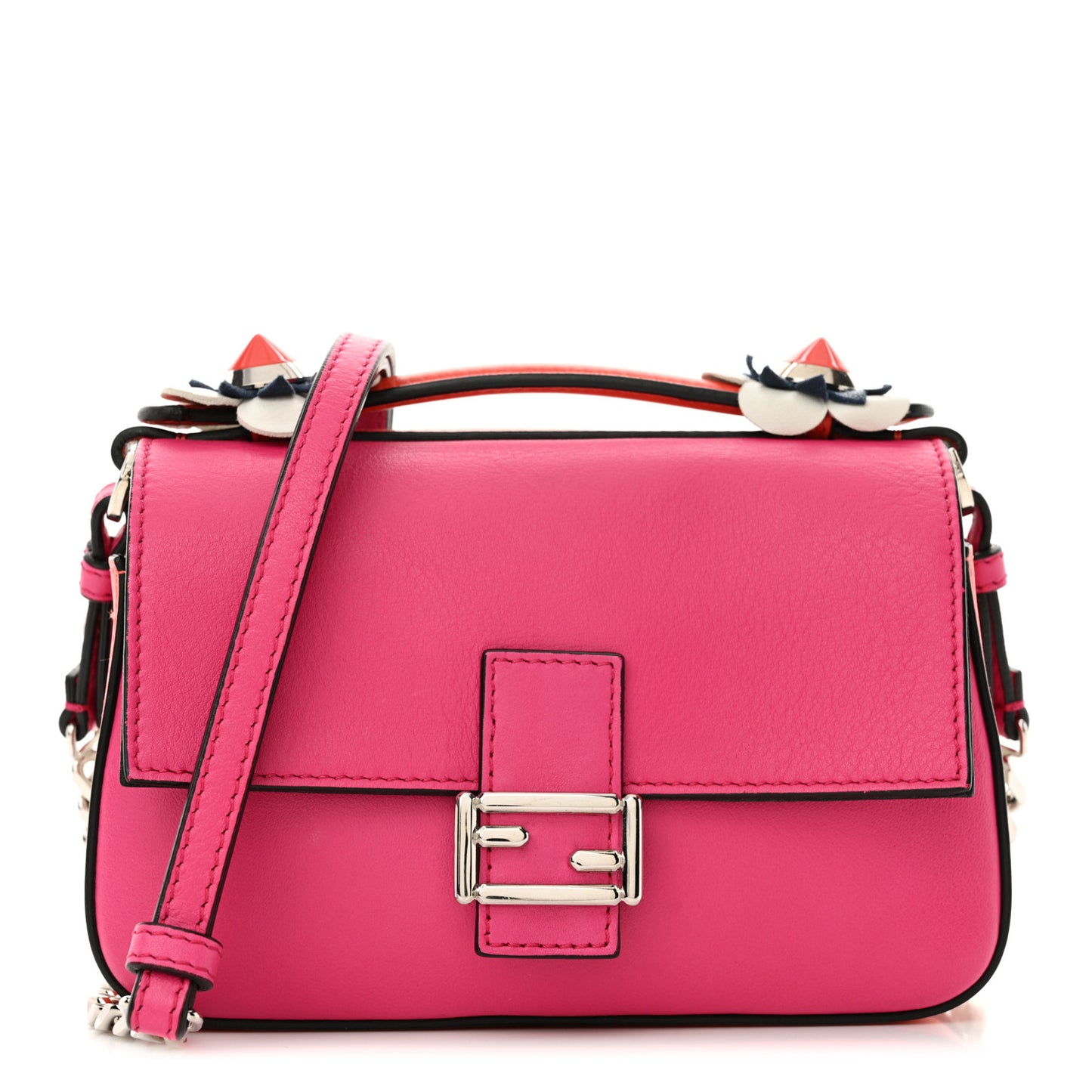 Vitello Dolce Nappa Flowerland Tri-Color Micro Double Baguette Fuxia White Ice Papavero
