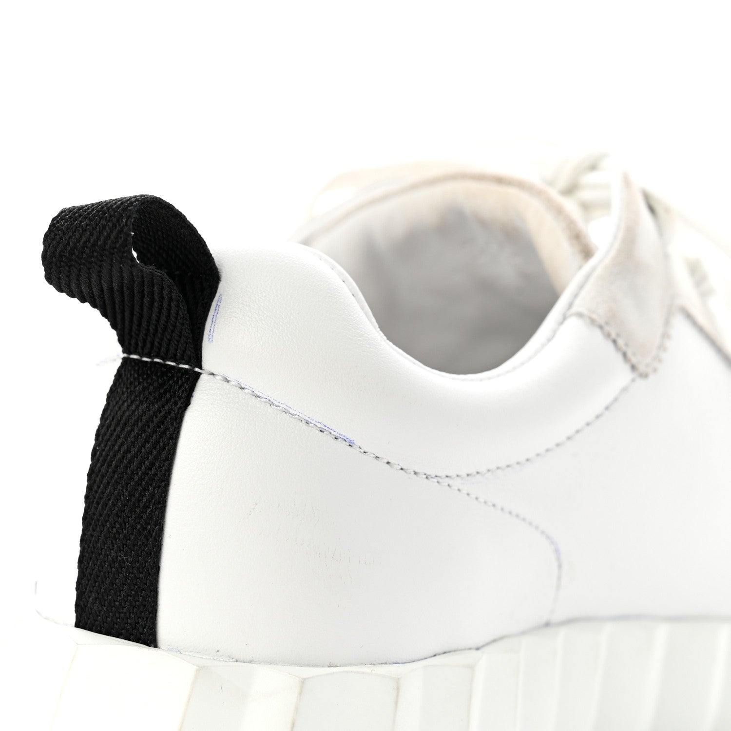 Hermes Calfskin Suede Goatskin Bouncing Sneakers 35.5 White Black 11 of 12