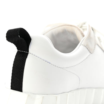 Hermes Calfskin Suede Goatskin Bouncing Sneakers 35.5 White Black 11 of 12