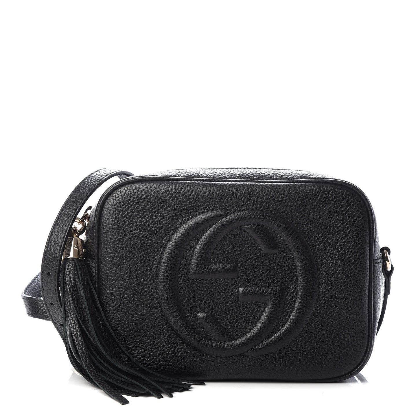 Pebbled Calfskin Small Soho Disco Bag Black