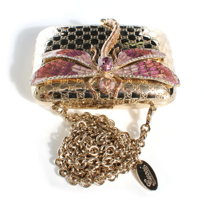 Gucci Metal Guccissima Dragonfly Minaudiere Clutch Gold 5 of 11