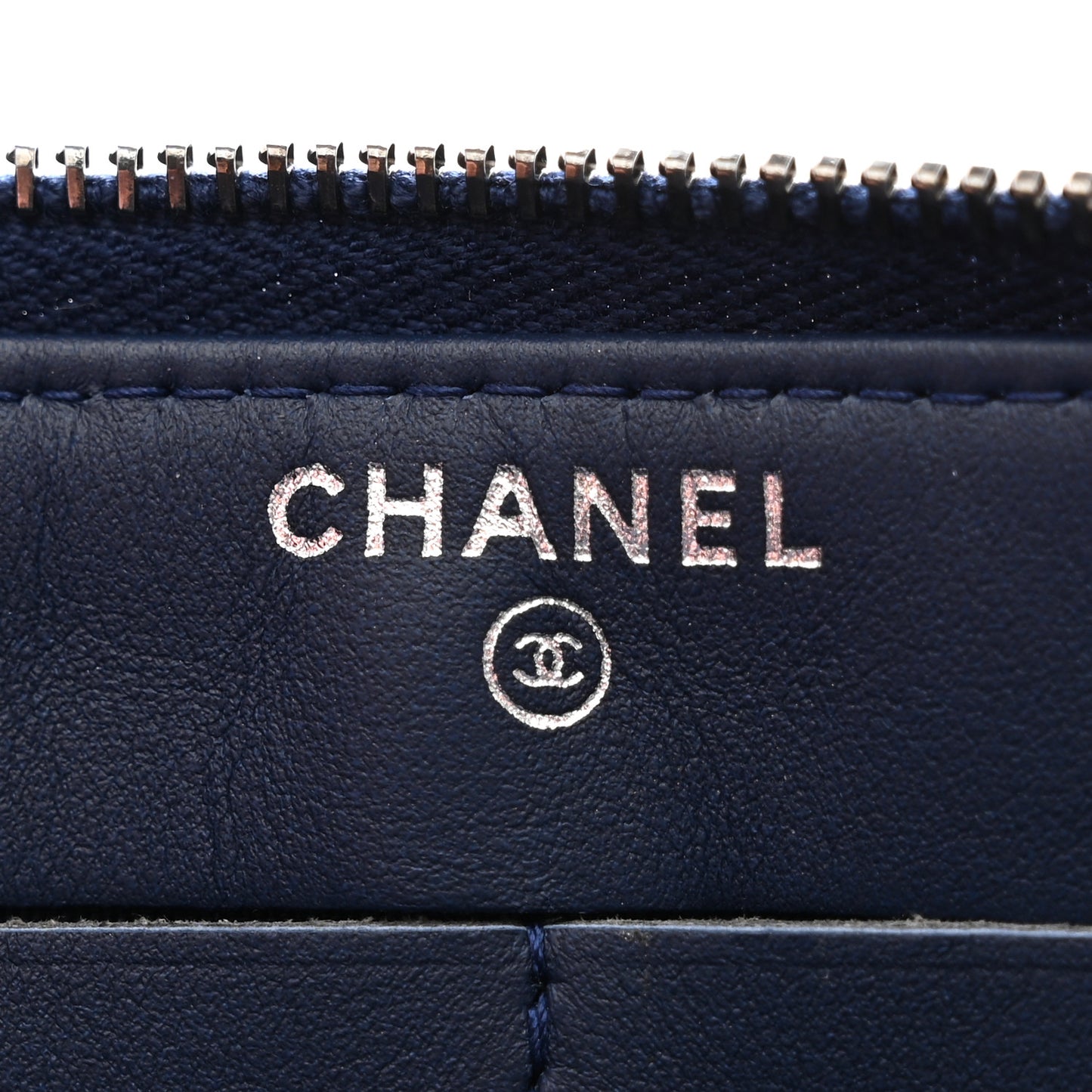 Lambskin Quilted Small Boy Zipped Pouch Navy