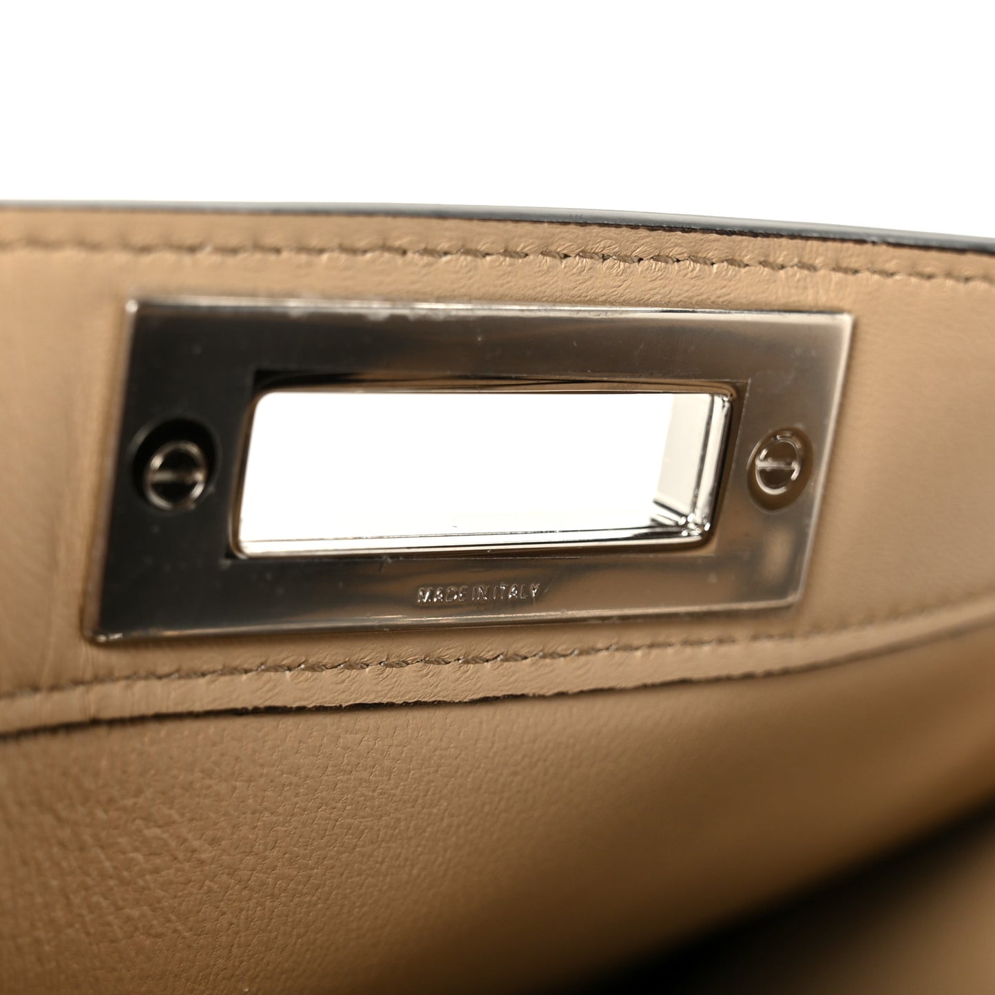 Shiny Calfskin Flower Medium Peekaboo I SEE U Satchel Beige Amido