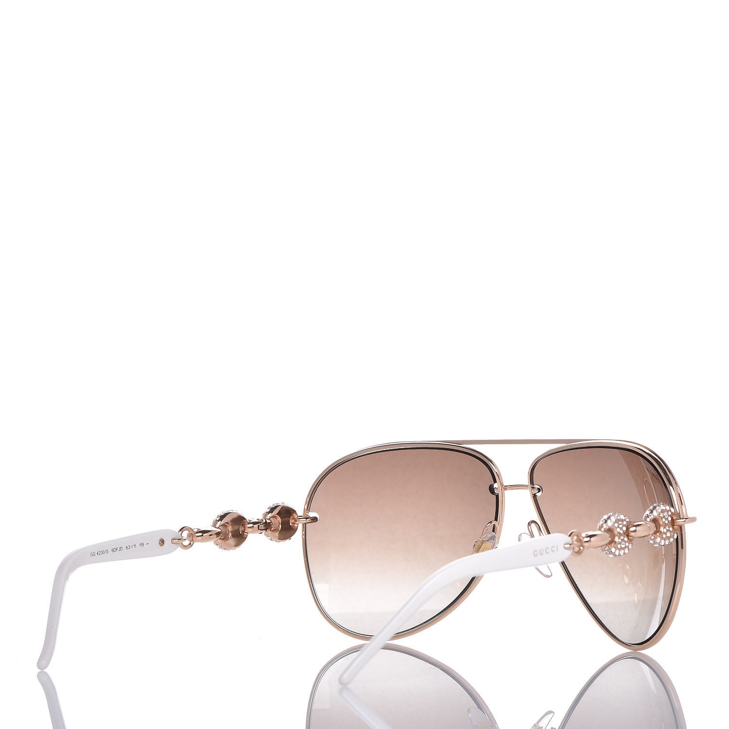 Gucci Crystal Marina Chain Aviator Sunglasses 4230/S White 4 of 7