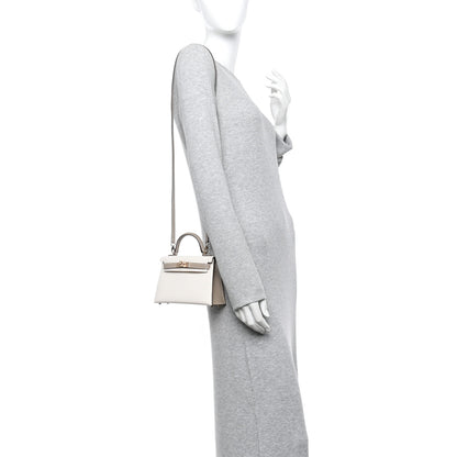 Hermes Chevre Mysore Horseshoe Mini Kelly Sellier 20 Nata Gris Tourterelle 2 of 11