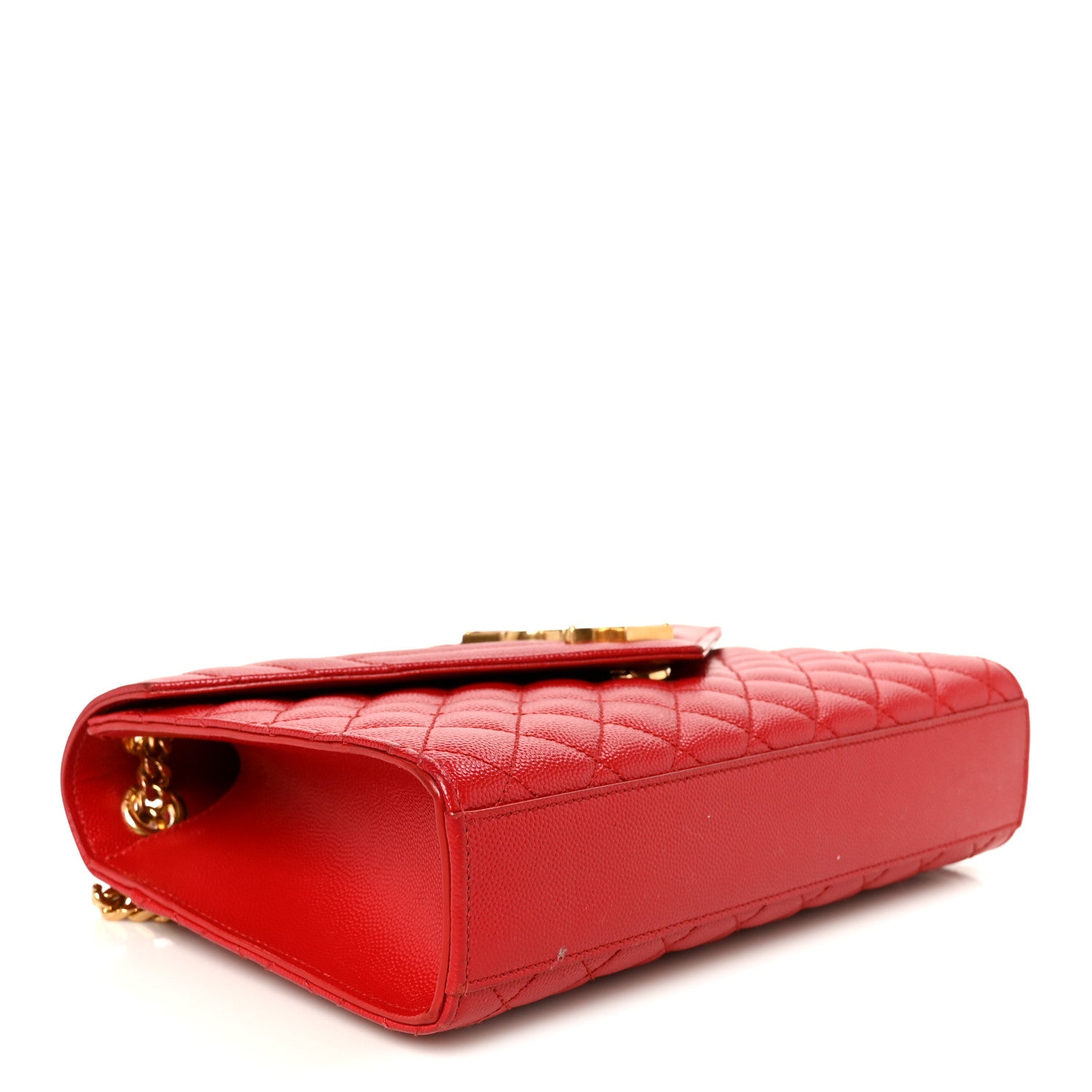 Saint Laurent Grain De Poudre Textured Mixed Matelasse Triquilt Medium Monogram Satchel New Red 4 of 11