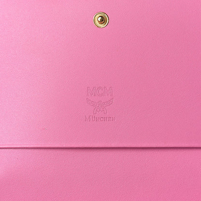 MCM Visetos Swarovski Crystal Studded Flap Wallet Pink 6 of 7