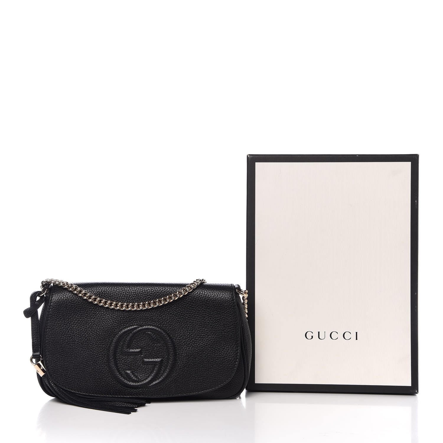 Gucci Pebbled Calfskin Medium Soho Flap Crossbody Black 10 of 10
