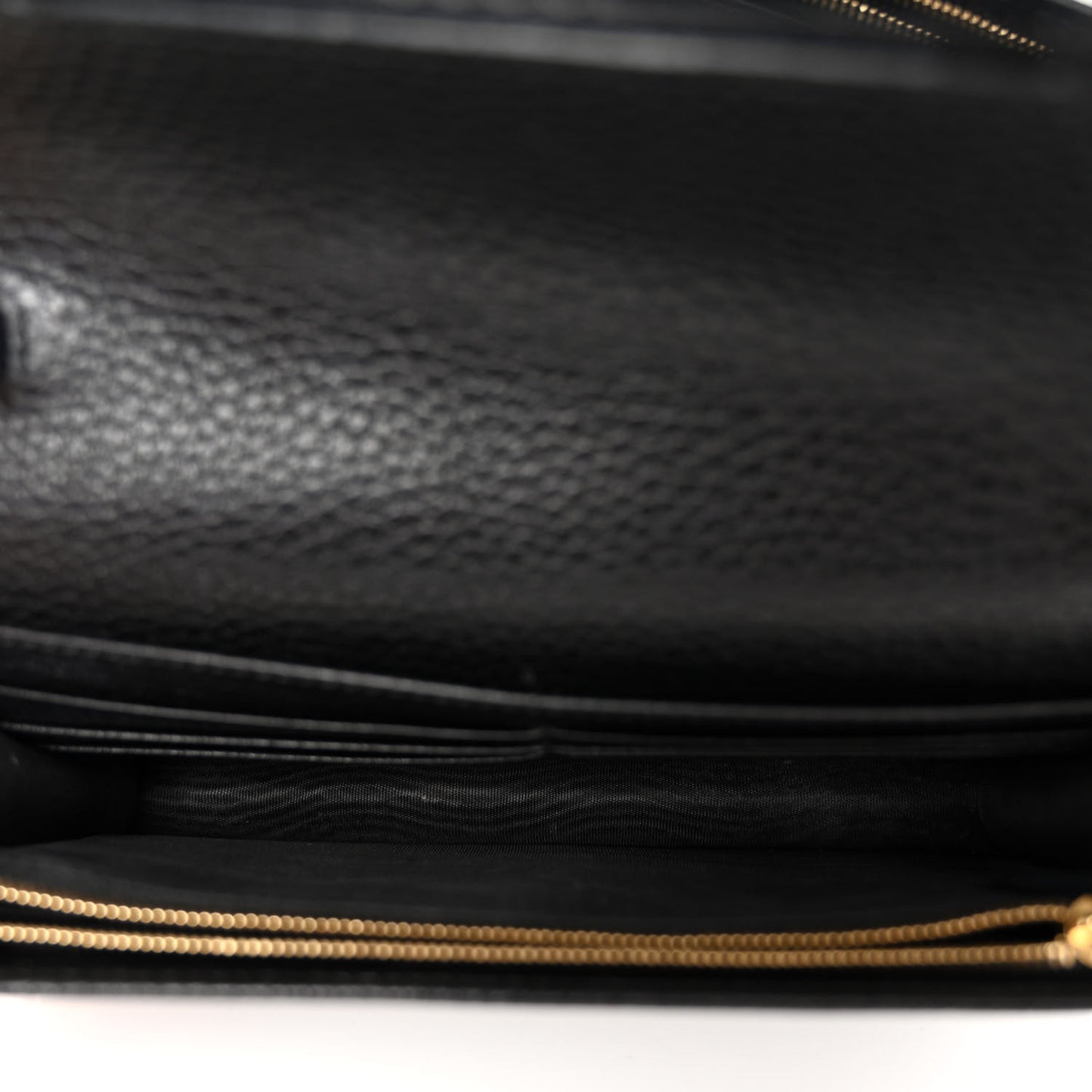 Dollar Calfskin Mini GG Marmont Chain Wallet Black