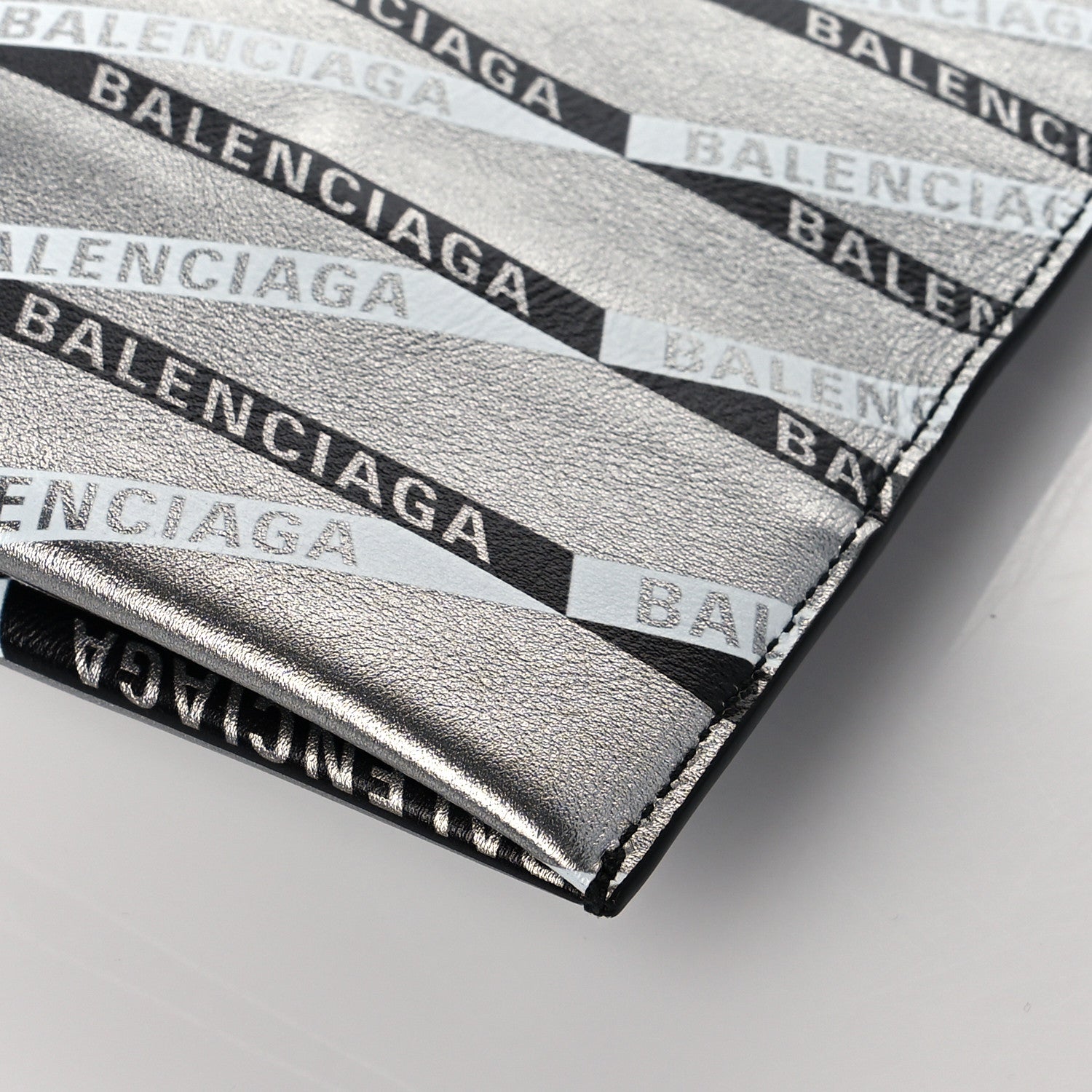 Balenciaga Metallic Calfskin Losange Monogram Plastic Bag Shopper S Silver Black White 9 of 9