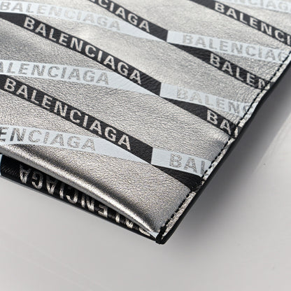 Balenciaga Metallic Calfskin Losange Monogram Plastic Bag Shopper S Silver Black White 9 of 9