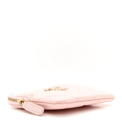 Chanel Caviar Quilted Crystal Zip Card Holder Wallet Light Pink 4 of 9
