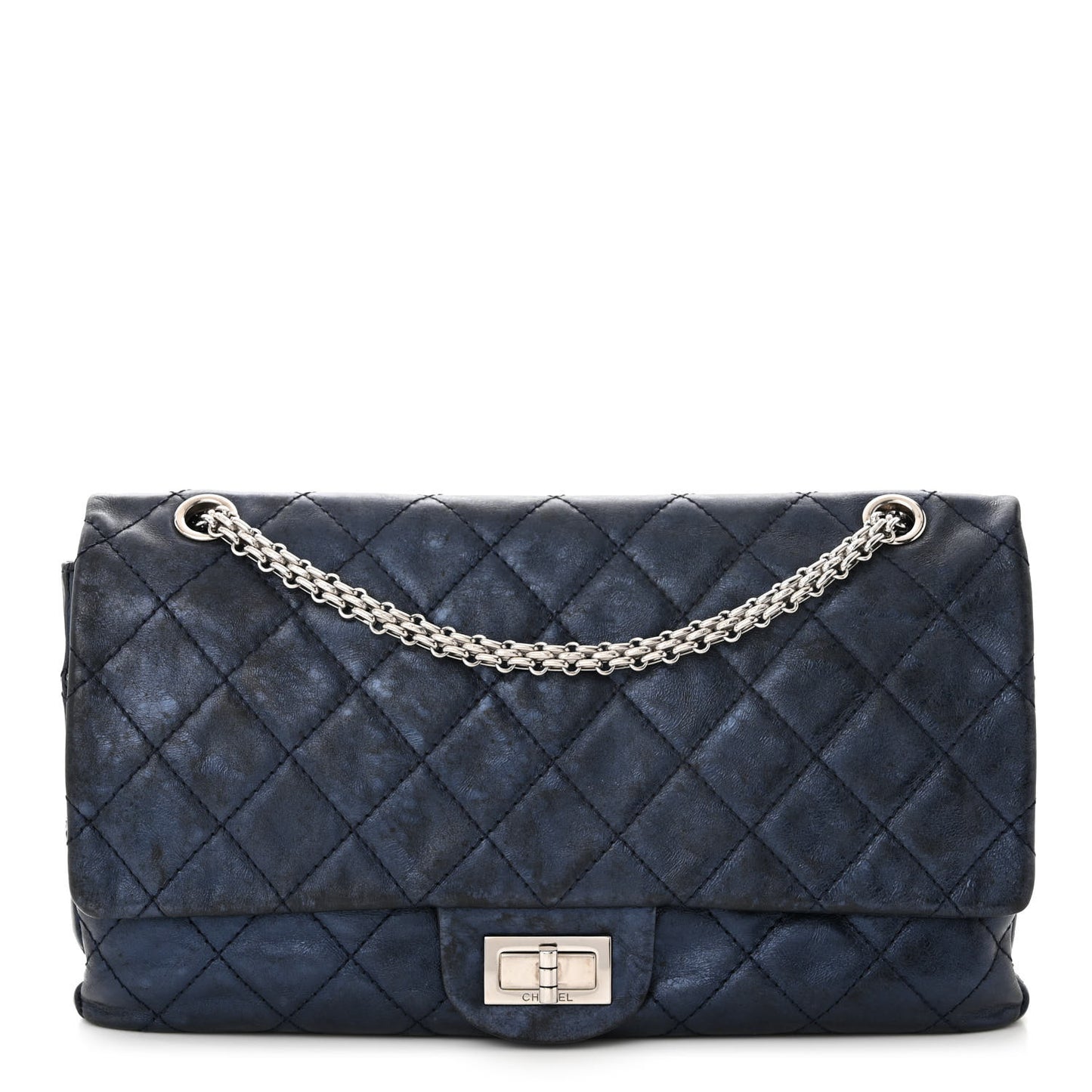 Metallic Aged Calfskin Quilted 2.55 Reissue 227 Flap Blue