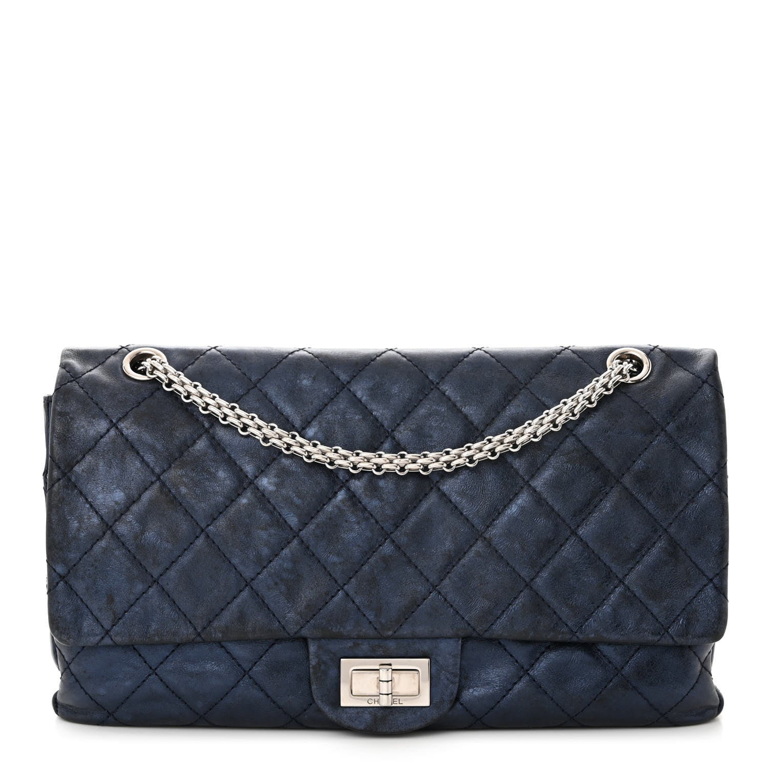 Chanel Metallic Aged Calfskin Quilted 2.55 Reissue 227 Flap Blue 1 of 10