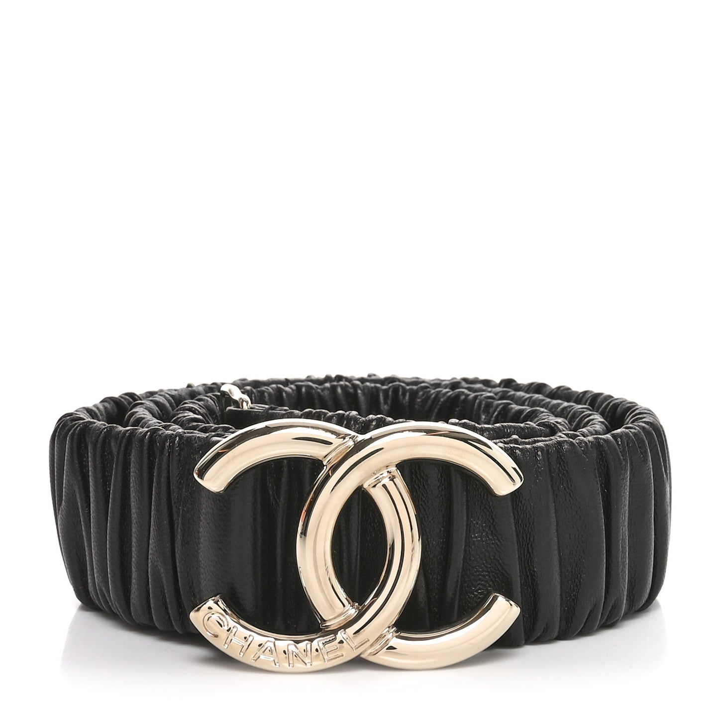 Lambskin Ruched CC Belt 85 34 Black