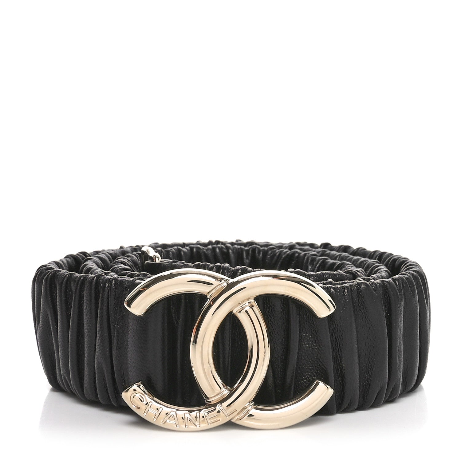 Chanel Lambskin Ruched CC Belt 85 34 Black 1 of 5