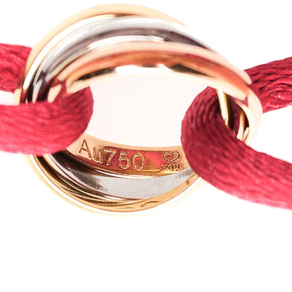 Cartier 18K Pink Yellow White Gold Trinity Cord Bracelet Red 6 of 7
