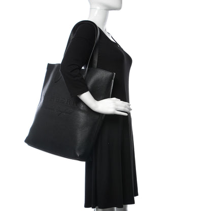 Burberry Grainy Calfskin Embossed Logo Tote Black 2 of 8